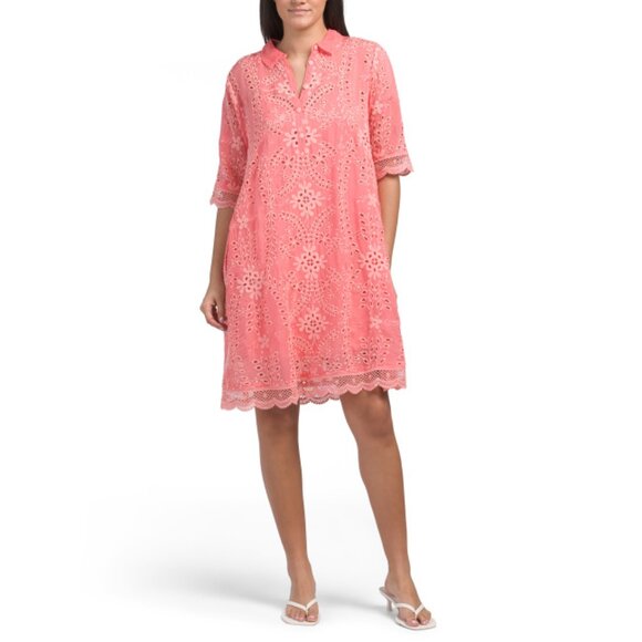 JOHNNY WAS Guava Malfi Mini Dress With Slip Underlay
